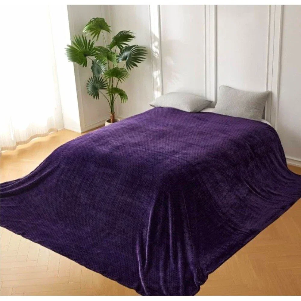 Soft&Cozy Purple Solid Blanket Throw 120 x 120 in Rectangular Adults